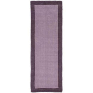 Borders Modern Plain Contrast Border Hand-Woven Wool Soft Mauve/Plum Purple Runner-Origins-Rug Love - The Most Loved Rug Store